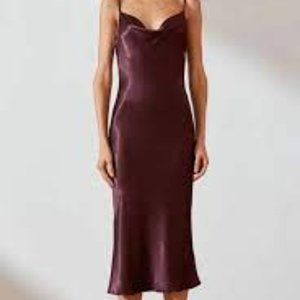 Shona Joy Morrison Bias Cowl Midi Dress in Mulberry